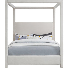 Meridian Emerson Cream Linen Textured Fabric King Bed (3 Boxes)