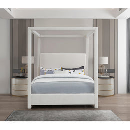 Meridian Emerson Cream Linen Textured Fabric King Bed (3 Boxes)