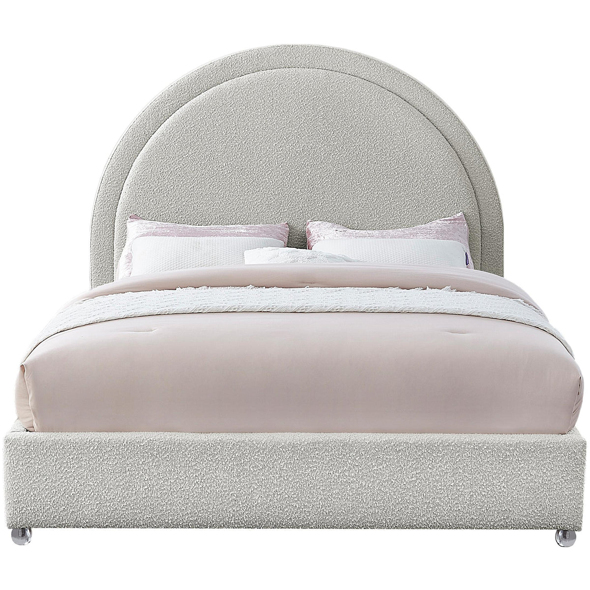 Meridian Milo Cream Fabric Queen Bed