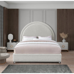 Meridian Milo Cream Fabric Queen Bed