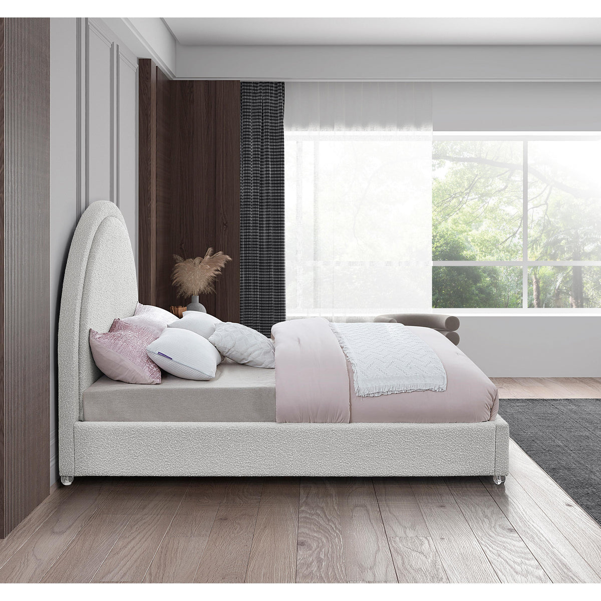 Meridian Milo Cream Fabric Queen Bed