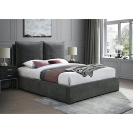 Meridian Misha Pepper Black Polyester Fabric Queen Bed (3 Boxes)