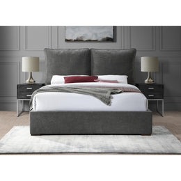 Meridian Misha Pepper Black Polyester Fabric Queen Bed (3 Boxes)