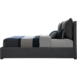 Meridian Misha Pepper Black Polyester Fabric Queen Bed (3 Boxes)