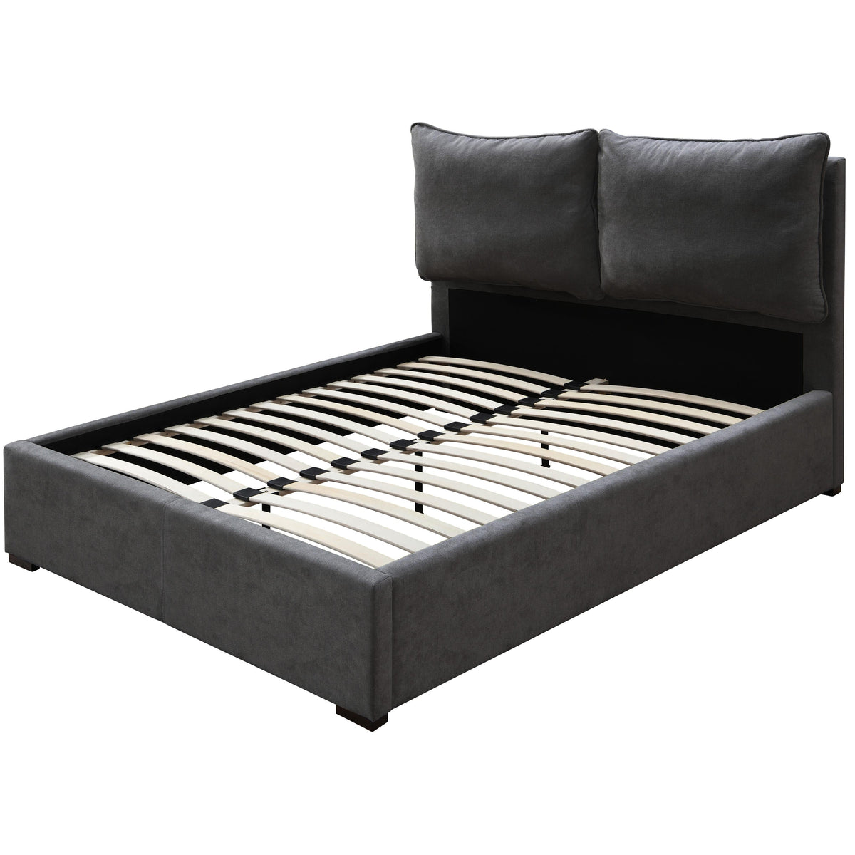 Meridian Misha Pepper Black Polyester Fabric Queen Bed (3 Boxes)