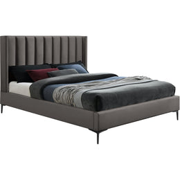 Meridian Nadia Grey Velvet Queen Bed