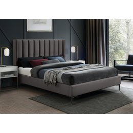 Meridian Nadia Grey Velvet Queen Bed