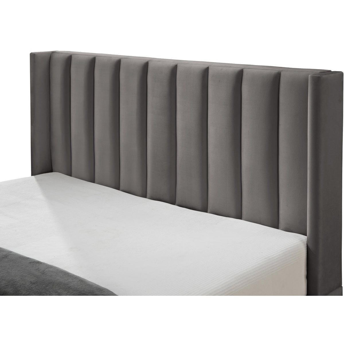 Meridian Nadia Grey Velvet Queen Bed