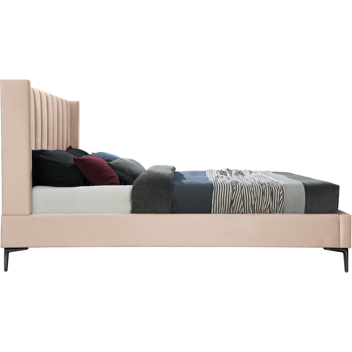 Meridian Nadia Pink Velvet Full Bed