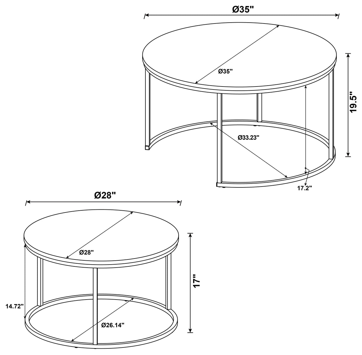 Lainey  Round Faux Marble Nesting Coffee Table Grey
