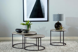 Lainey  Round Faux Marble Nesting Coffee Table Grey