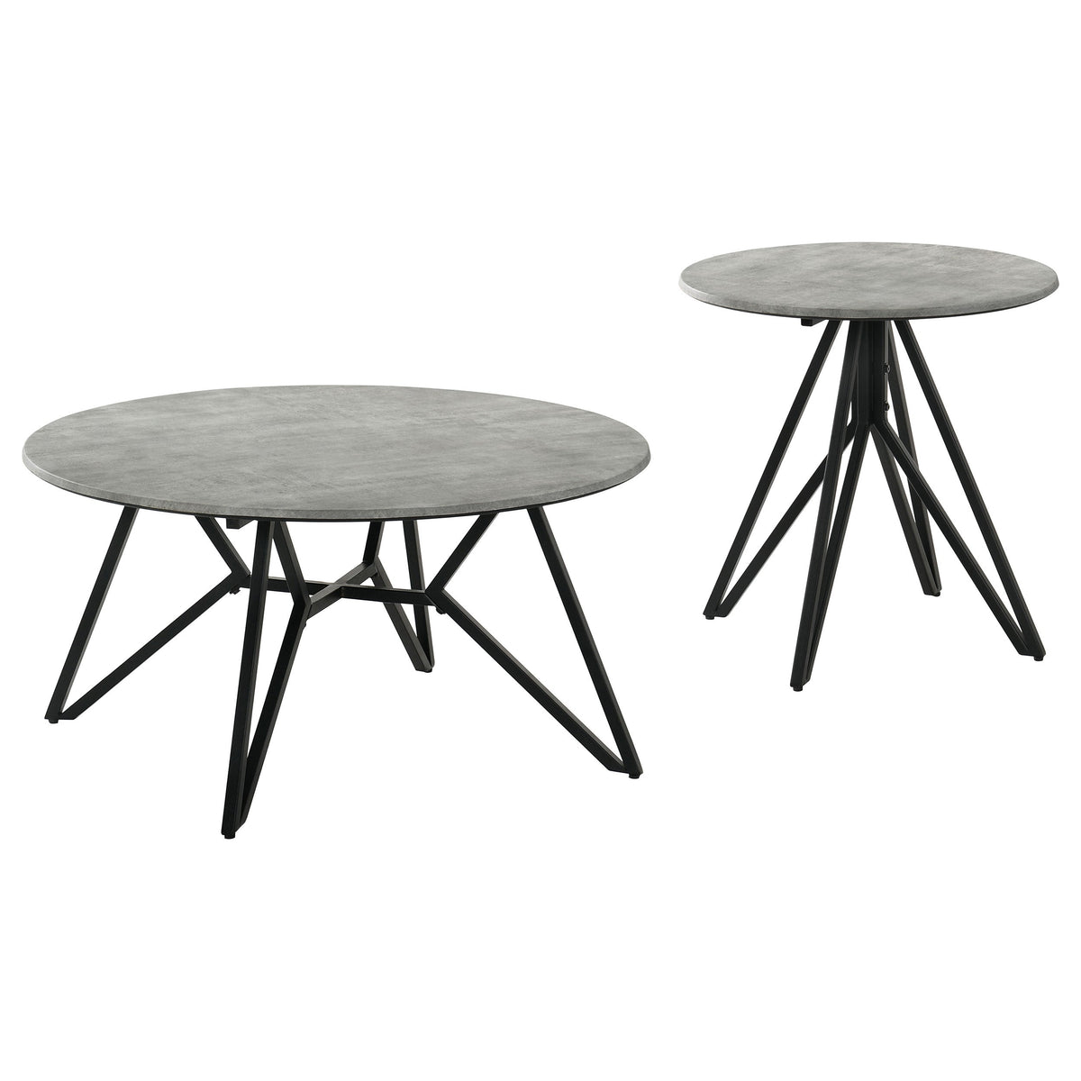 Hadi  Round SmartTop Coffee and End Table Set Cement
