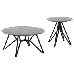 Hadi  Round SmartTop Coffee and End Table Set Cement