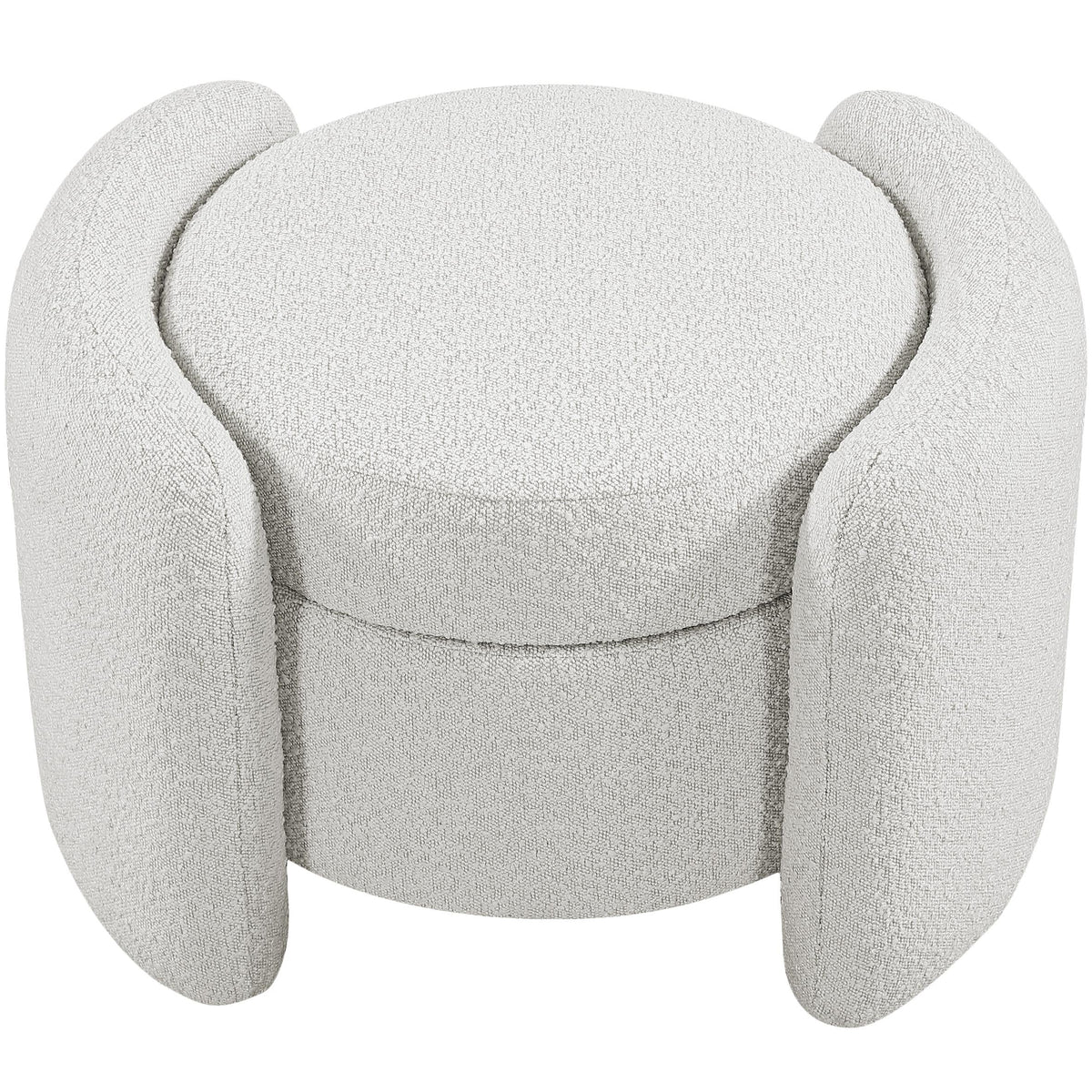 Meridian Horizon Cream Boucle Fabric Ottoman