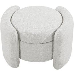 Meridian Horizon Cream Boucle Fabric Ottoman