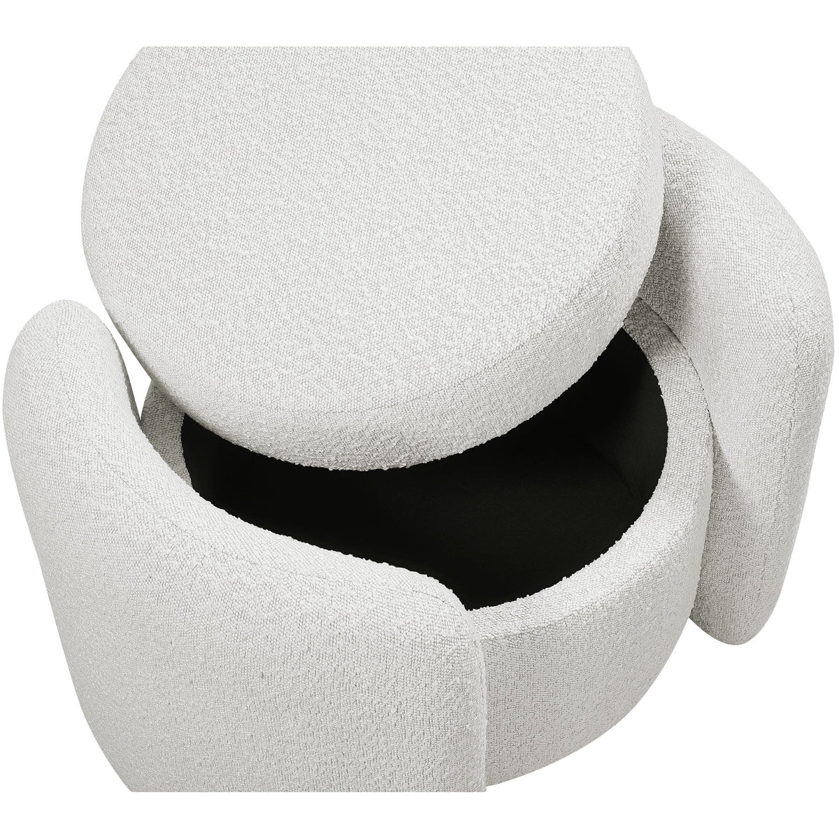 Meridian Horizon Cream Boucle Fabric Ottoman