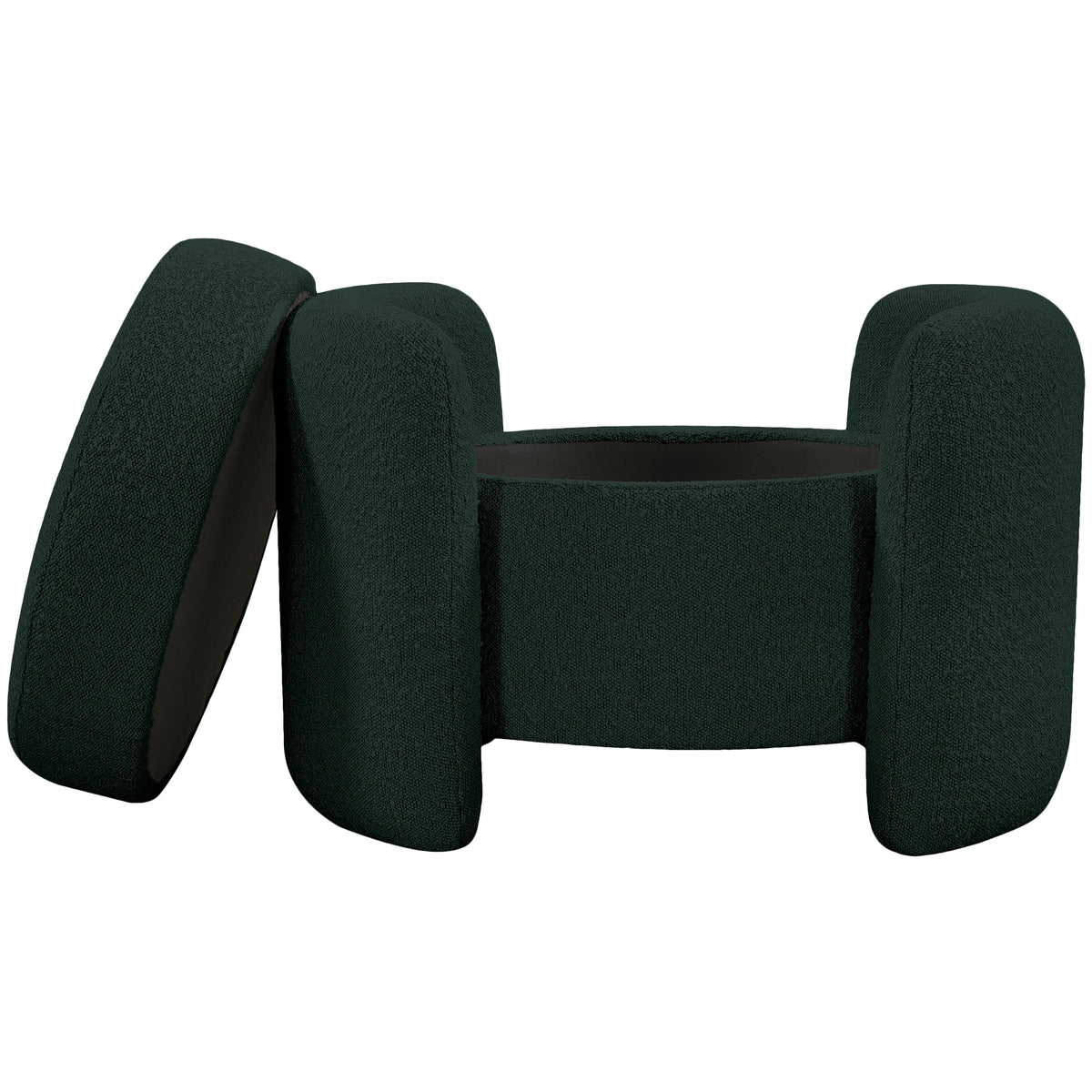 Meridian Horizon Green Boucle Fabric Ottoman
