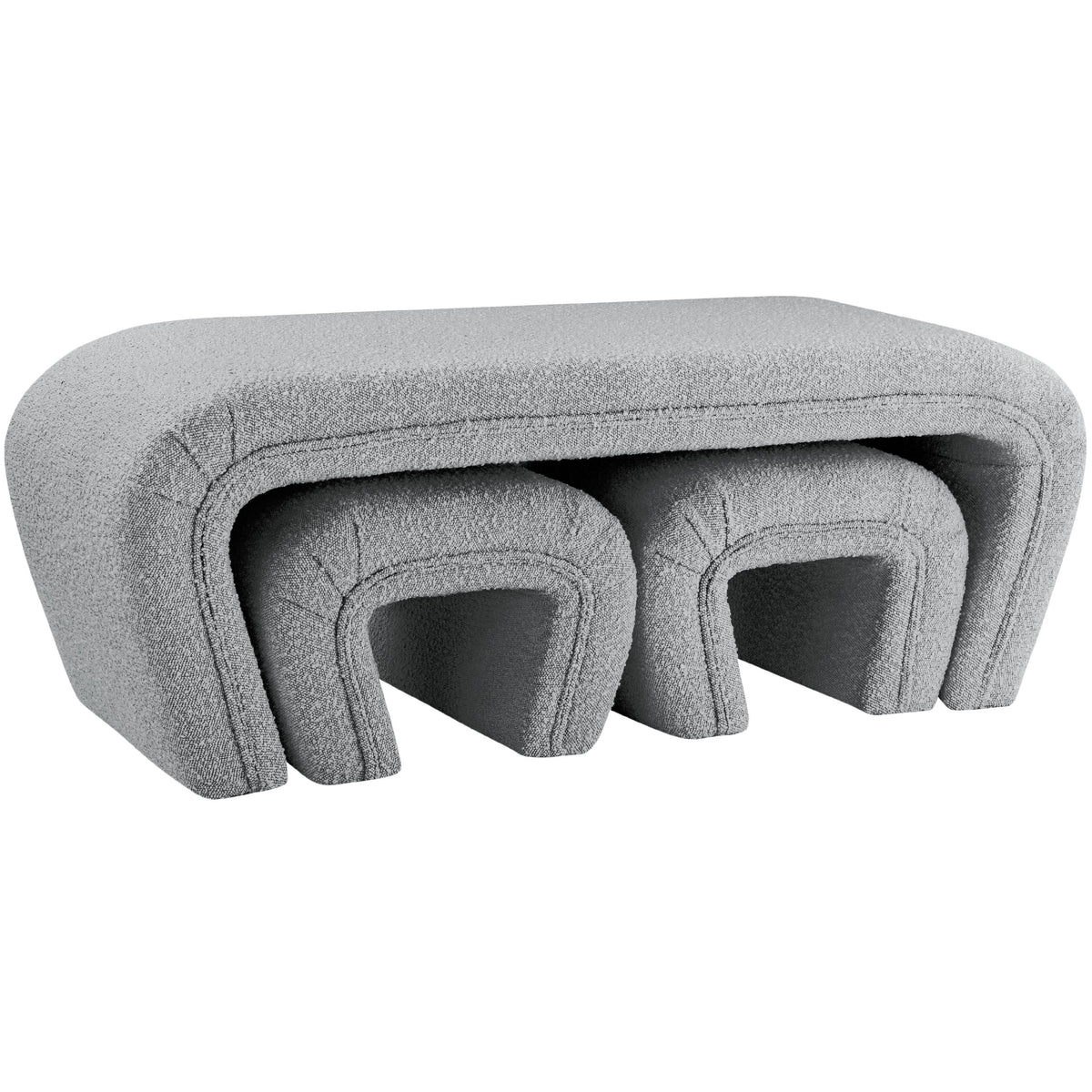 Meridian Odelia Grey Boucle Fabric Bench