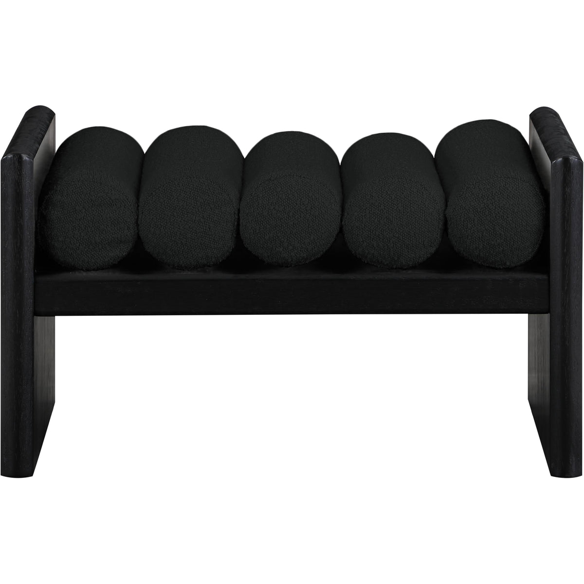 Meridian Waverly Black Boucle Fabric Bench