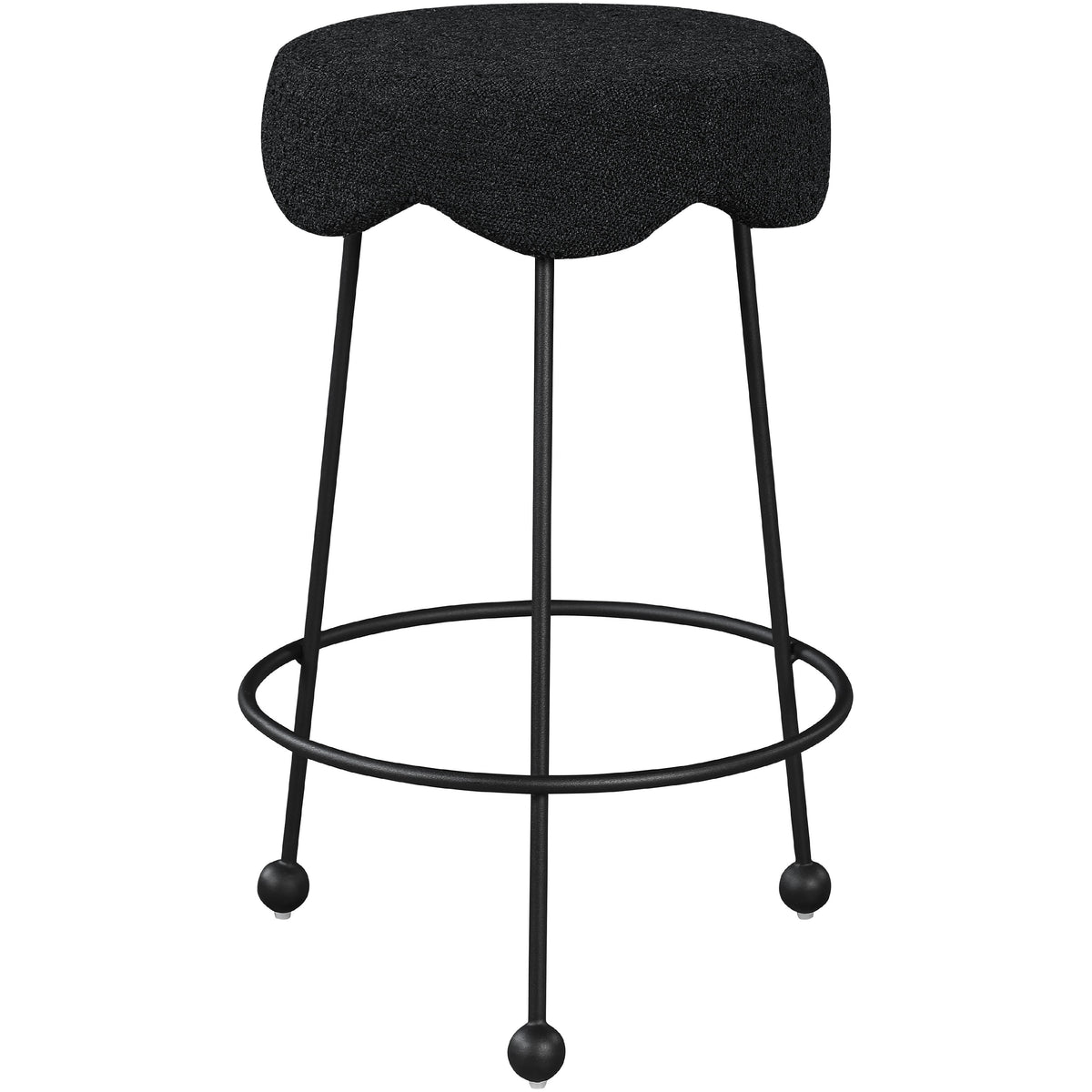 Meridian Fleur Black Fabric Counter Stool