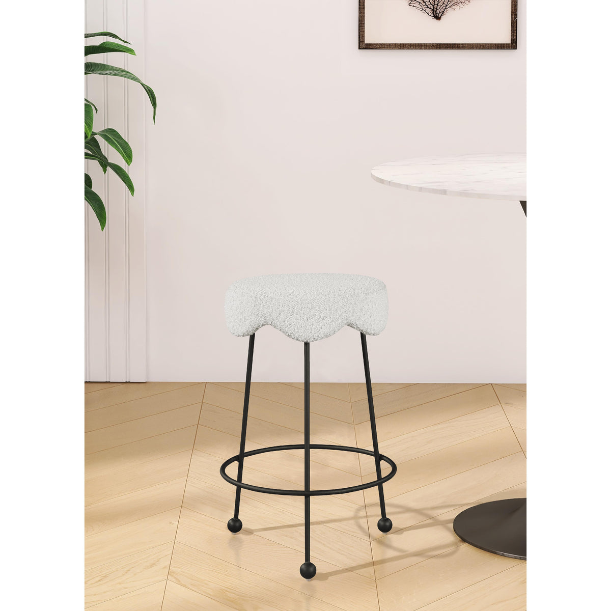 Meridian Fleur Cream Fabric Counter Stool