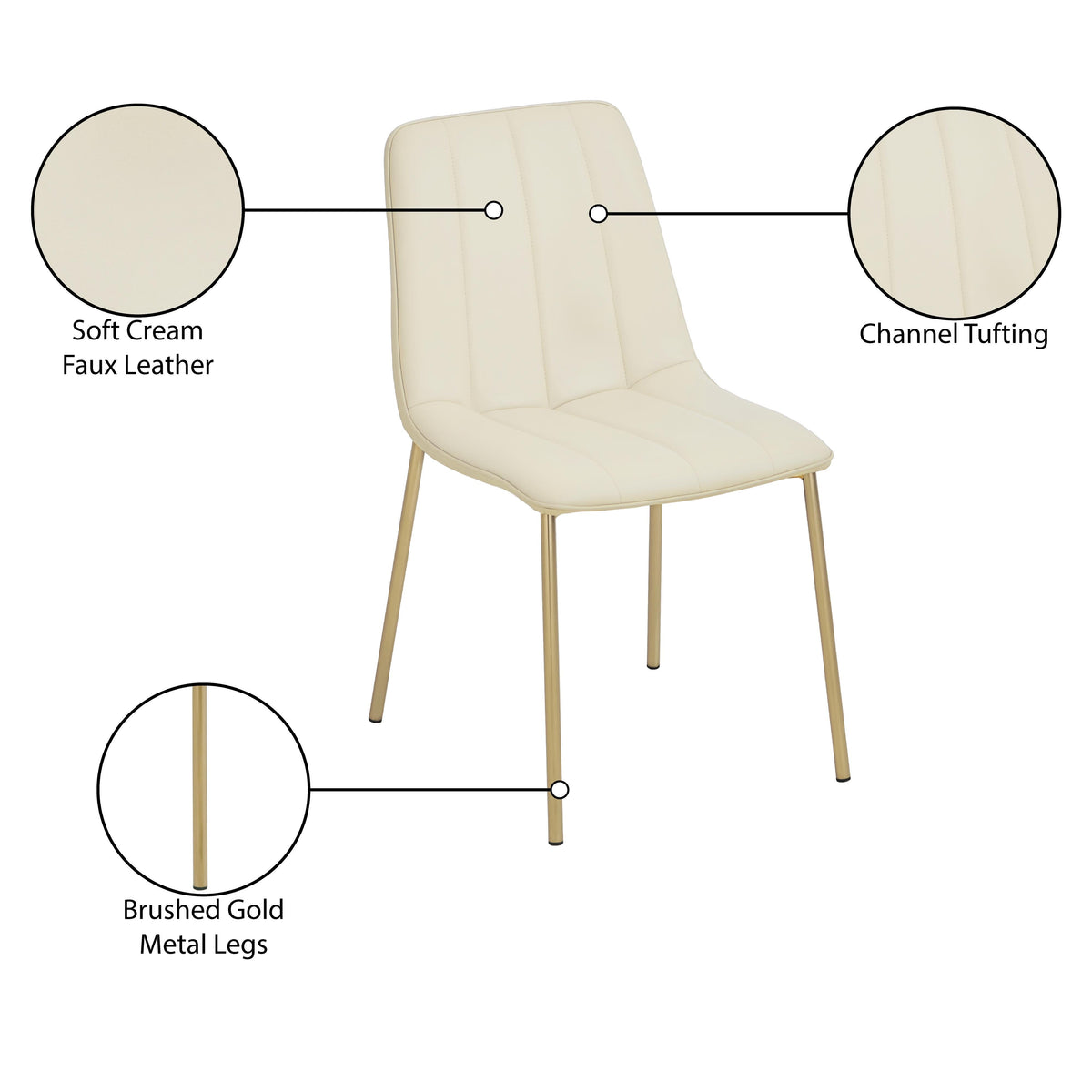 Meridian Isla Cream Vegan Leather Dining Chair