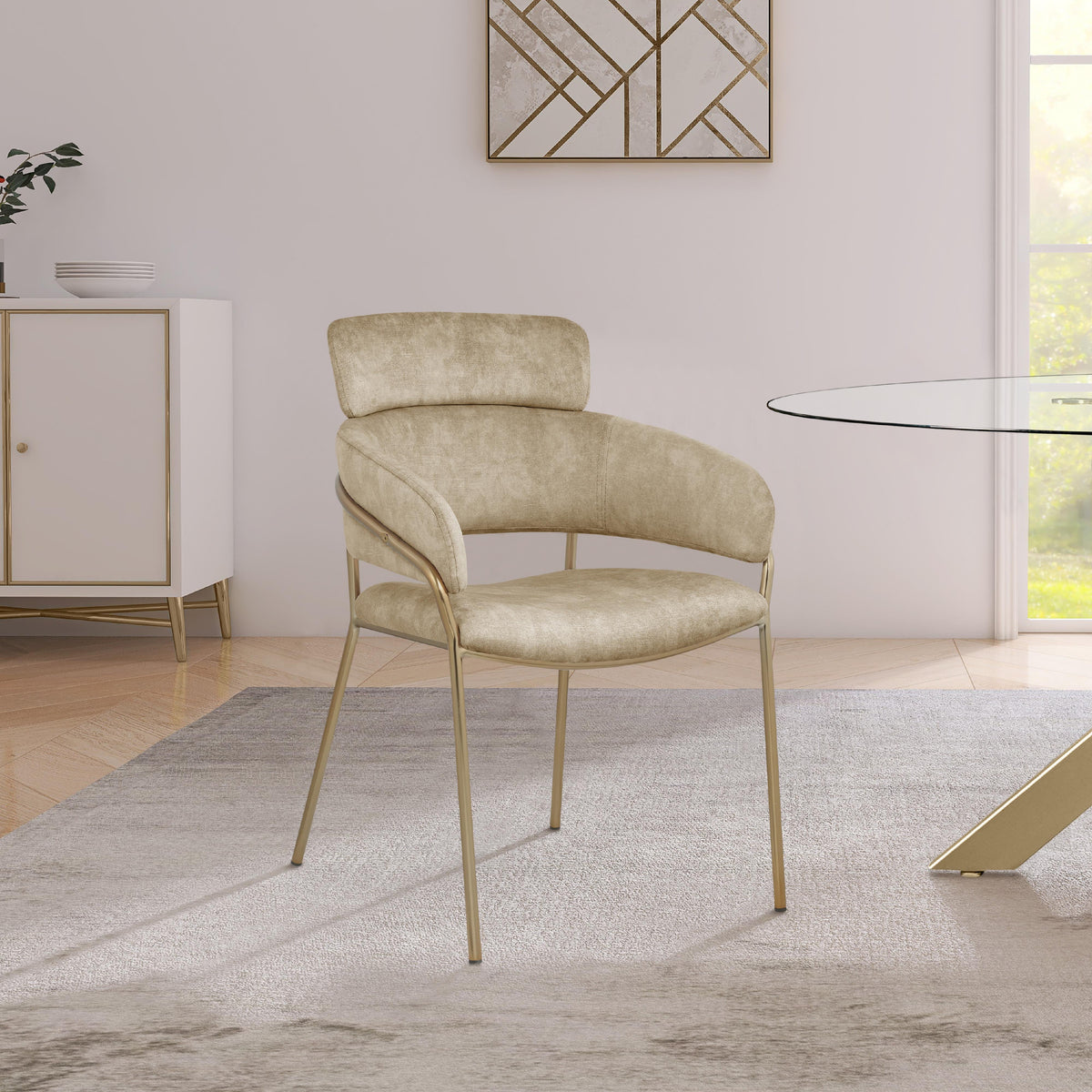 Meridian Yara Beige Velvet Dining Chair