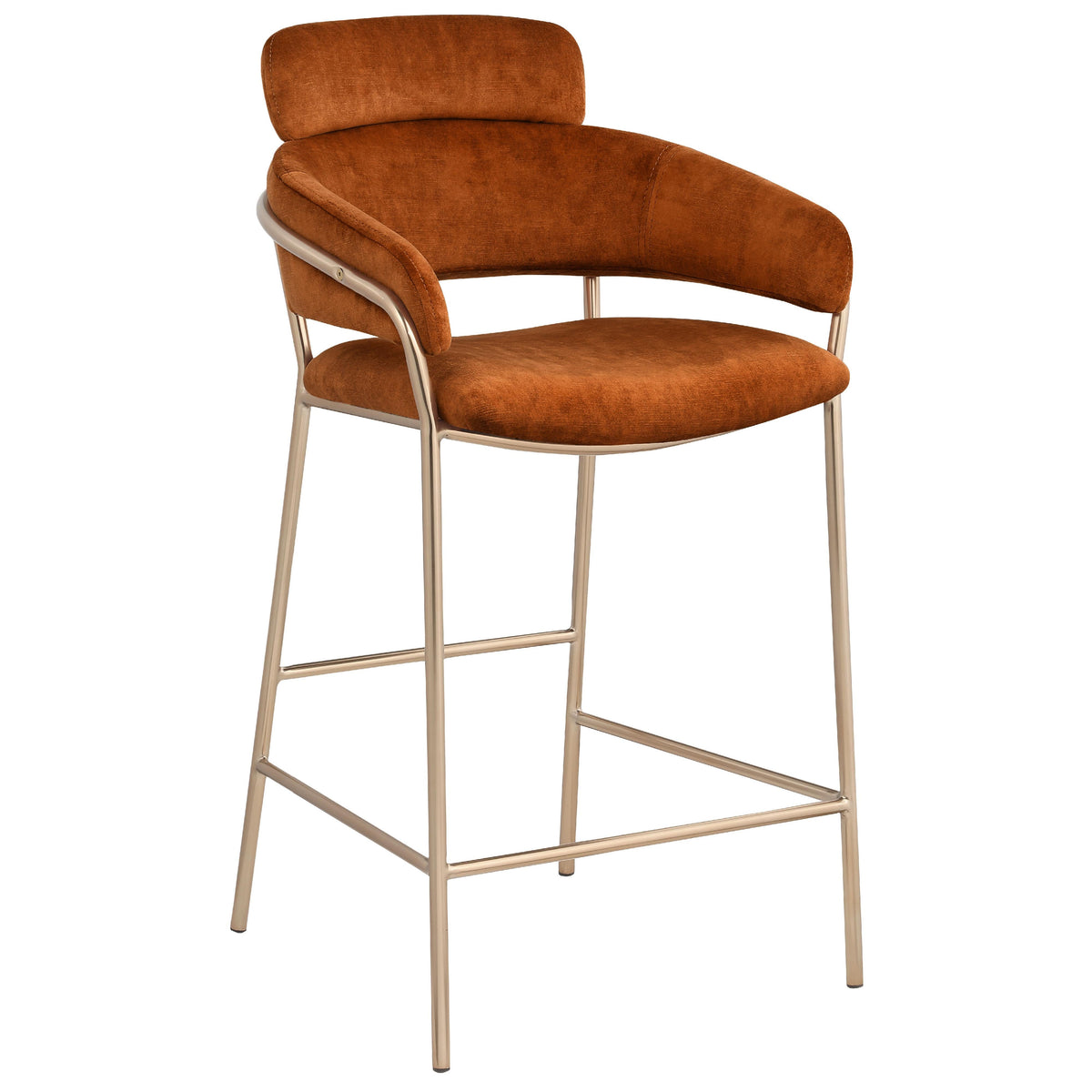 Meridian Yara Cognac Velvet Counter Stool
