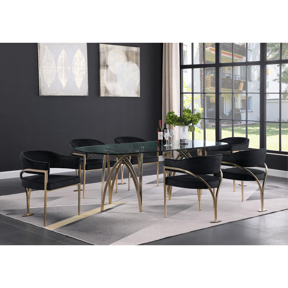 Meridian Madelyn Black Velvet Dining Chair