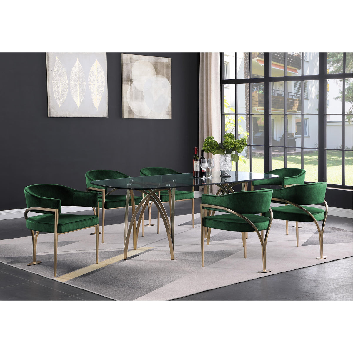 Meridian Madelyn Green Velvet Dining Chair
