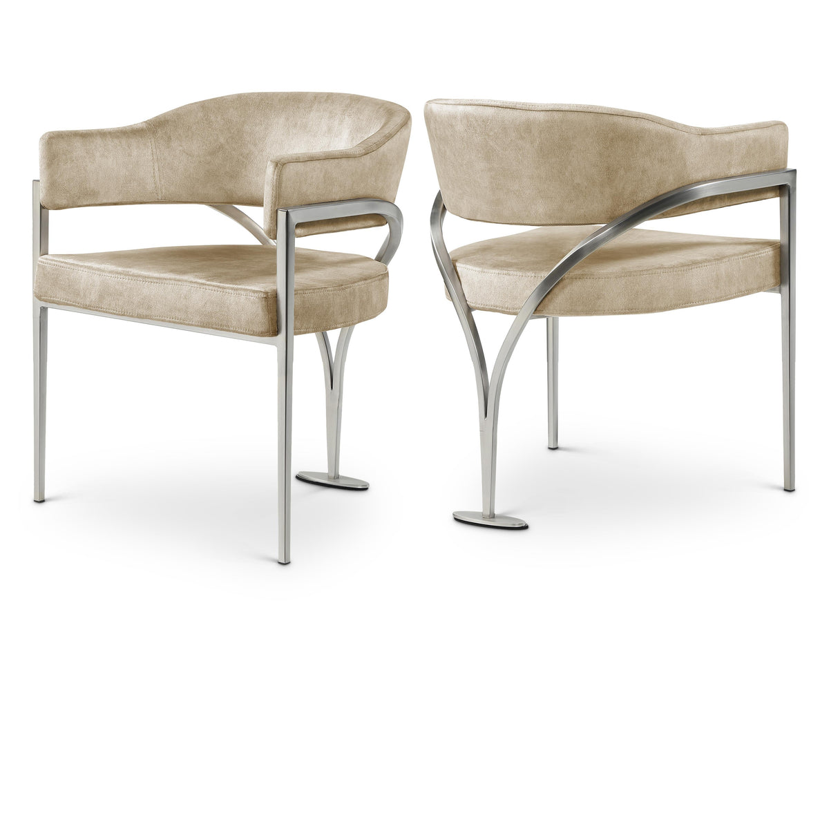 Meridian Madelyn Beige Velvet Dining Chair