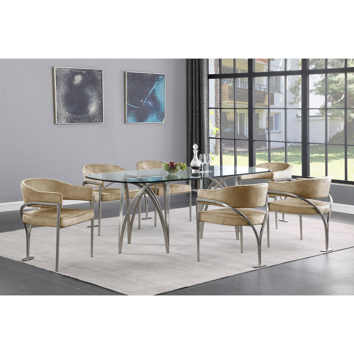Meridian Madelyn Beige Velvet Dining Chair
