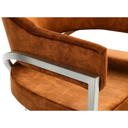 Meridian Madelyn Cognac Velvet Dining Chair