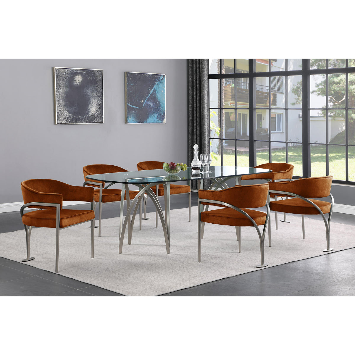 Meridian Madelyn Cognac Velvet Dining Chair