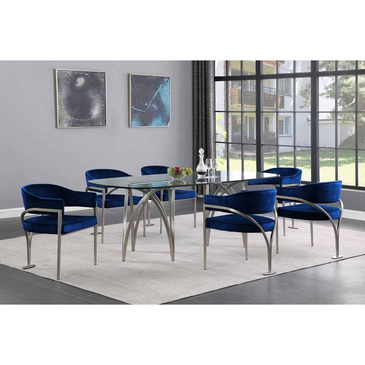 Meridian Madelyn Navy Velvet Dining Chair