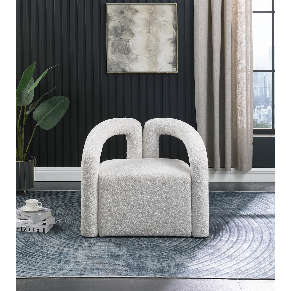 Meridian Otto Cream Boucle Fabric Accent Chair