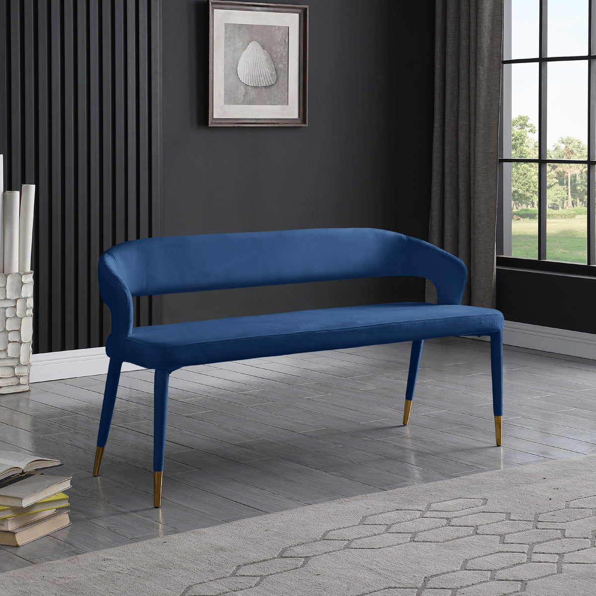 Meridian Destiny Navy Velvet Bench