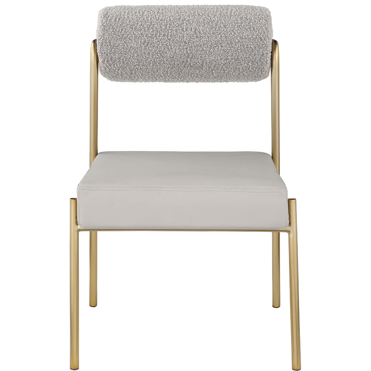 Meridian Carly Taupe Vegan Leather Seat / Boucle Fabric Back Dining Chair