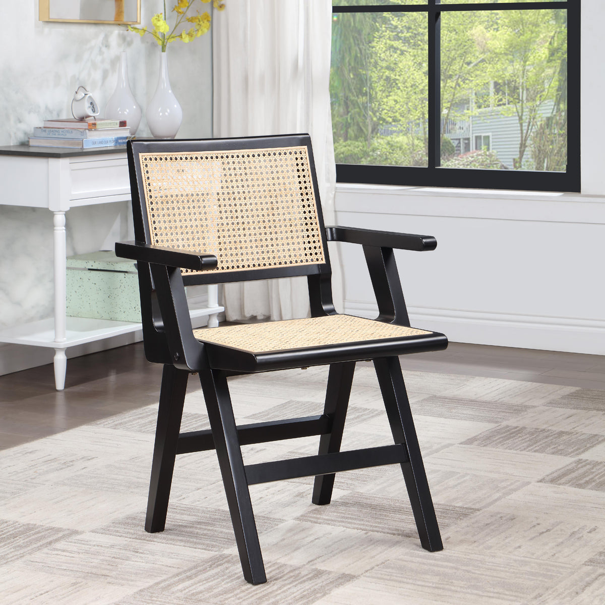 Meridian Preston Black Wood Dining Arm Chair