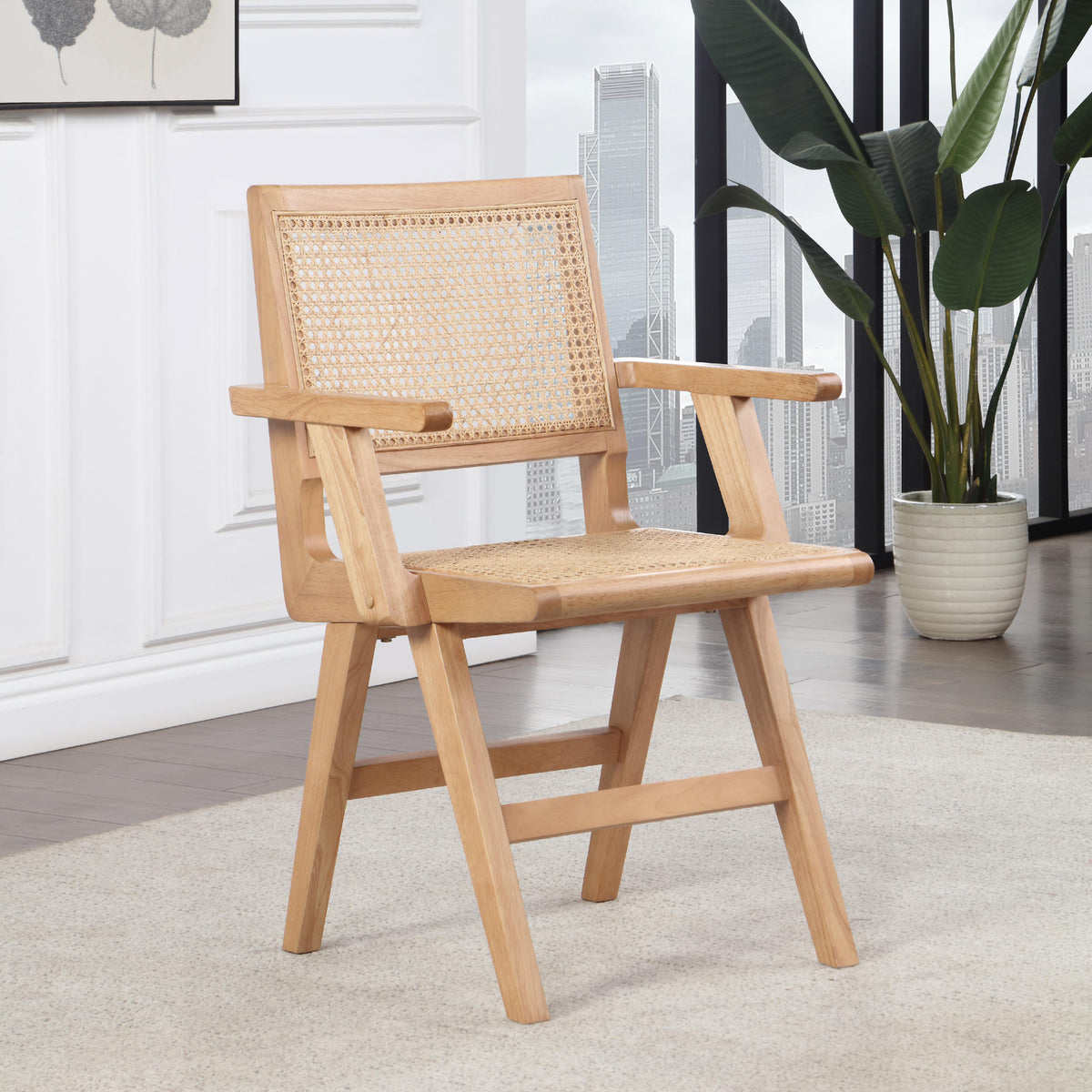 Meridian Preston Natural Wood Dining Arm Chair