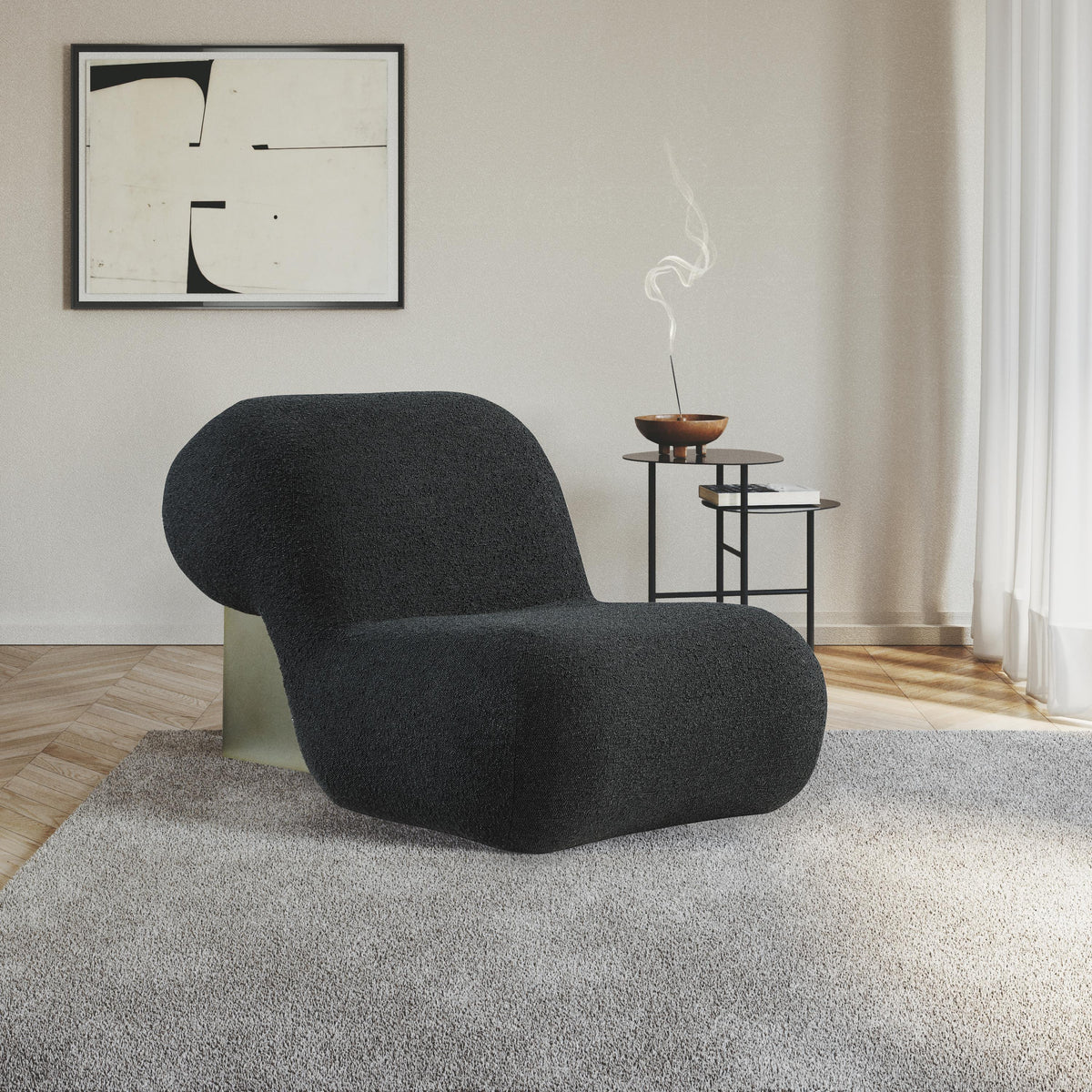 Meridian Quadra Black Fabric Accent Chair