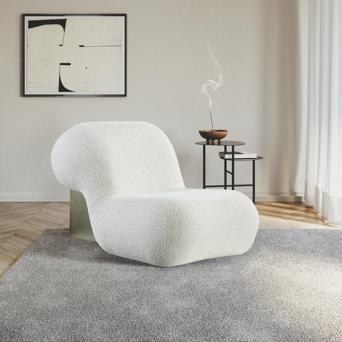Meridian Quadra Cream Fabric Accent Chair