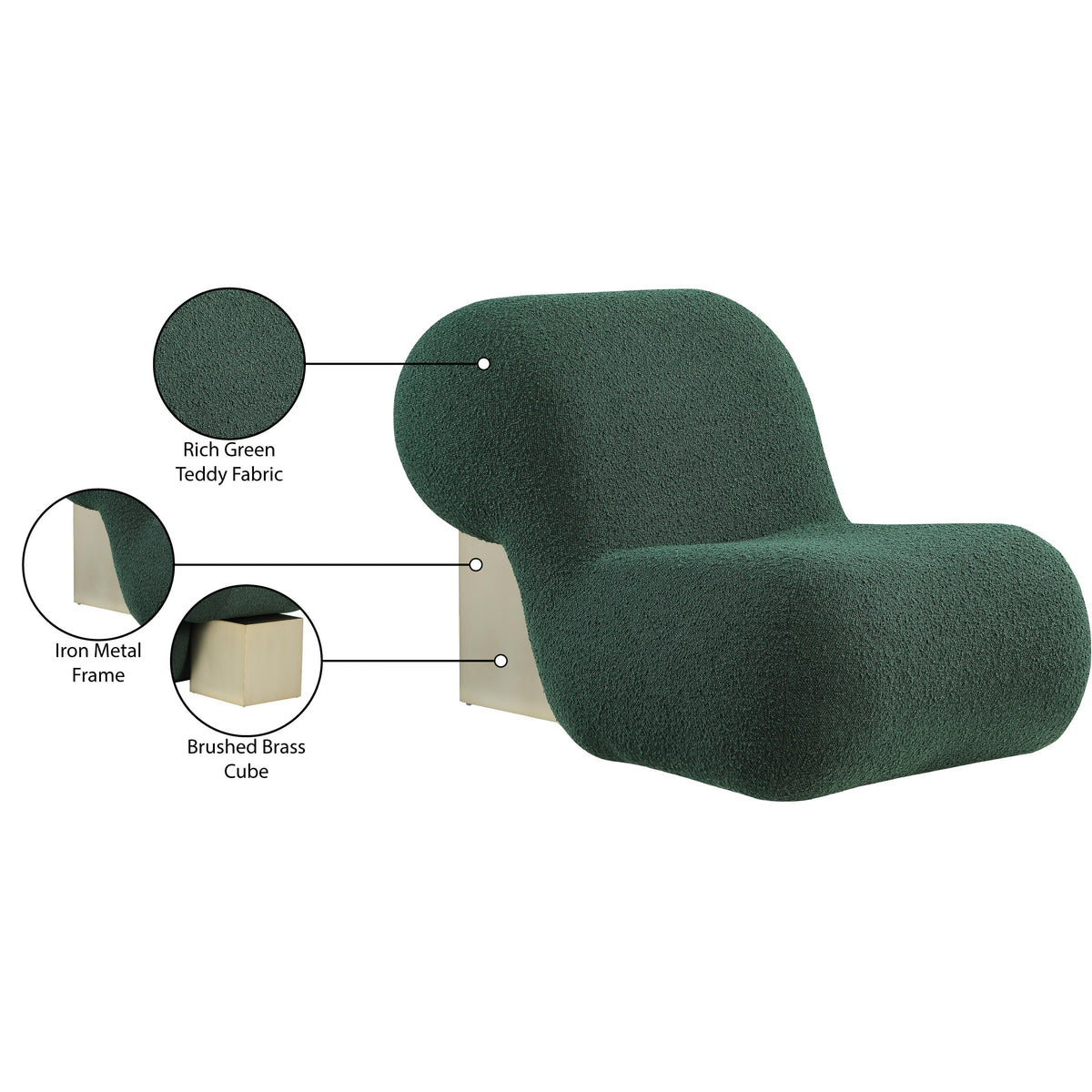 Meridian Quadra Green Fabric Accent Chair
