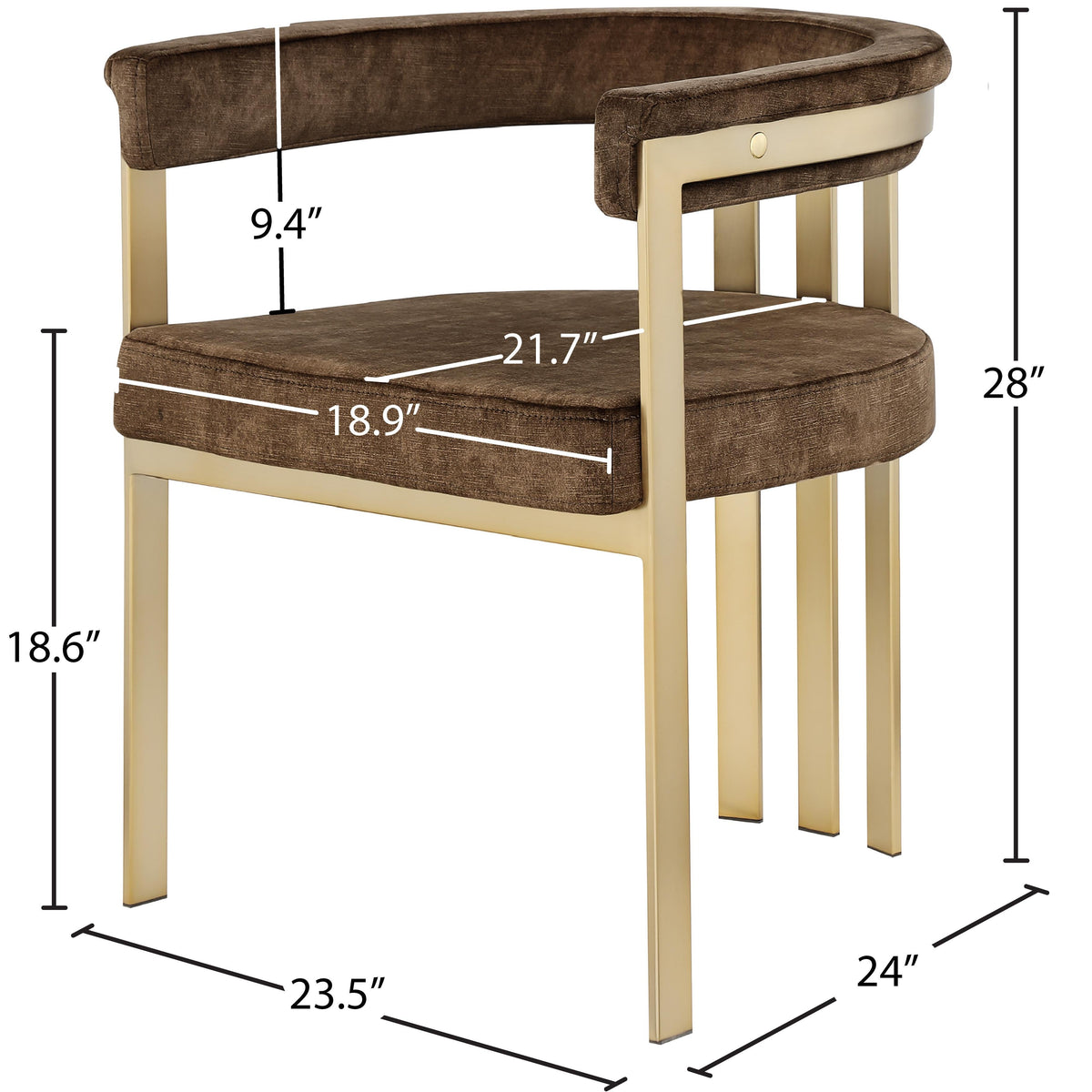 Meridian Marcello Brown Velvet Dining Chair