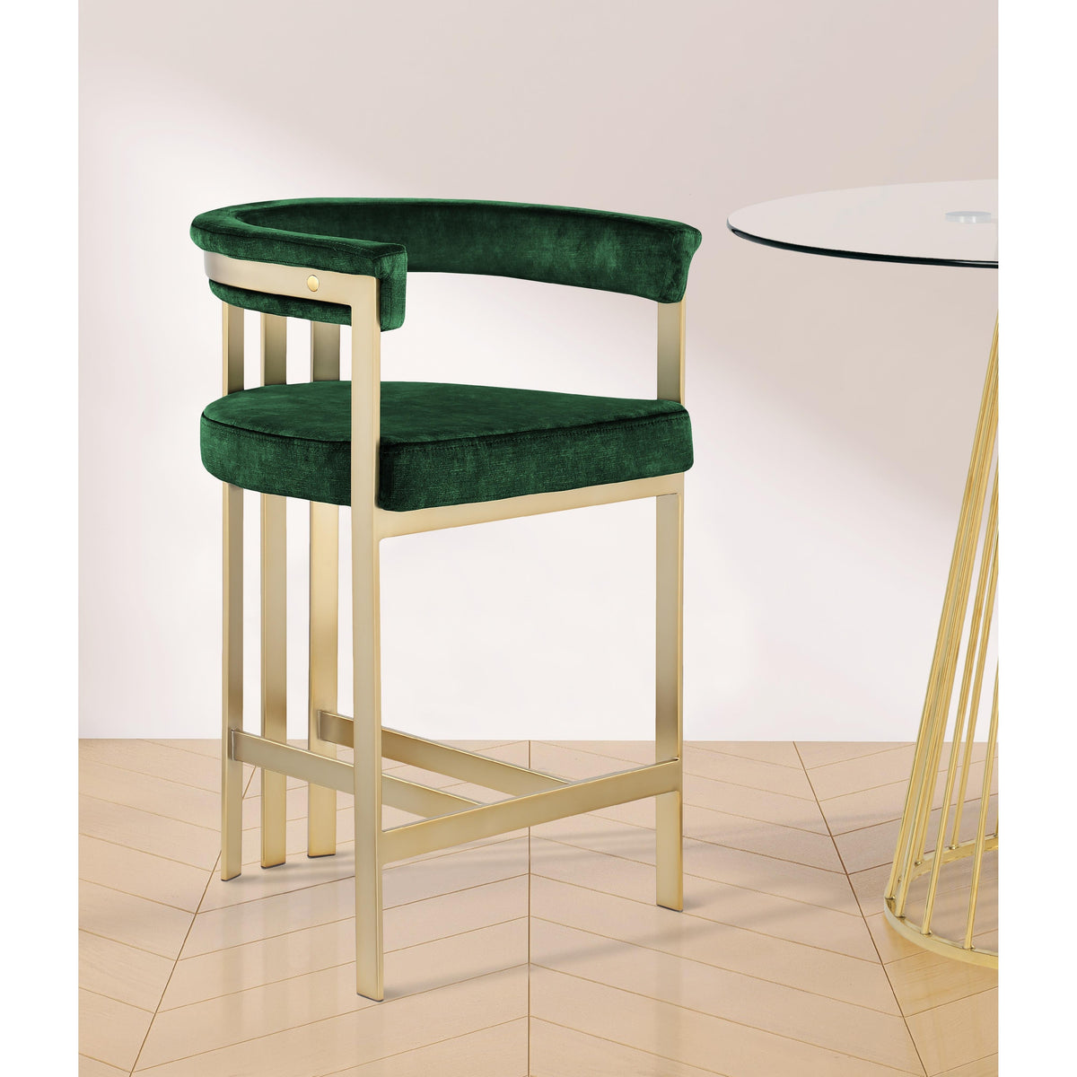Meridian Marcello Green Velvet Counter Stool