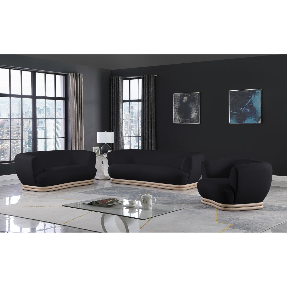 Meridian Kipton Black Boucle Fabric Chair