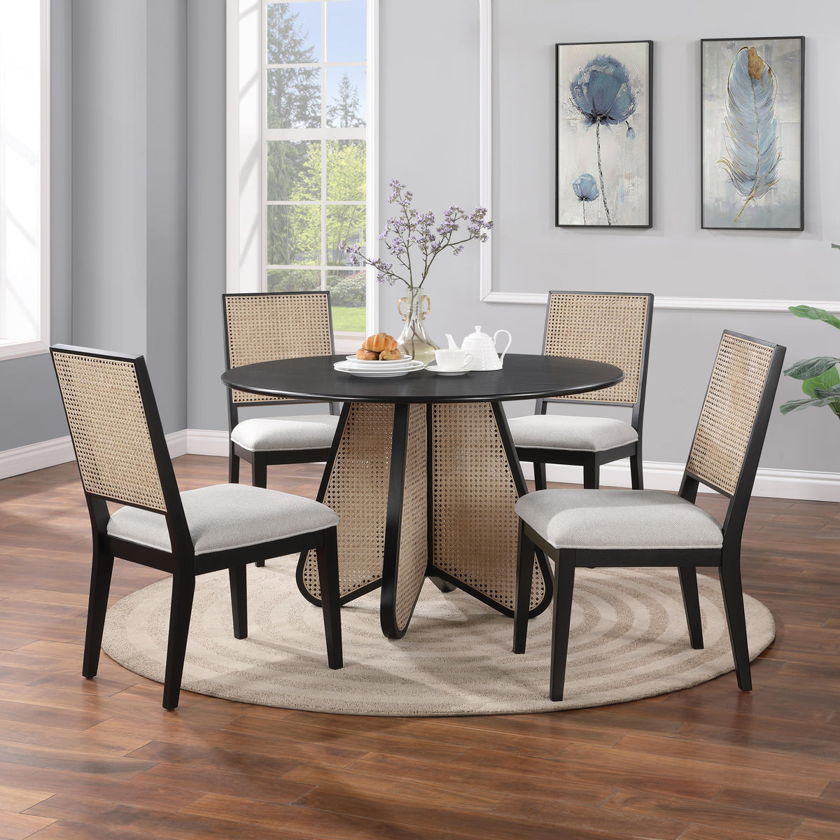 Meridian Butterfly Cream Linen Textured Fabric Dining Chair