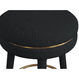 Meridian Coral Black Boucle Fabric Bar Stool