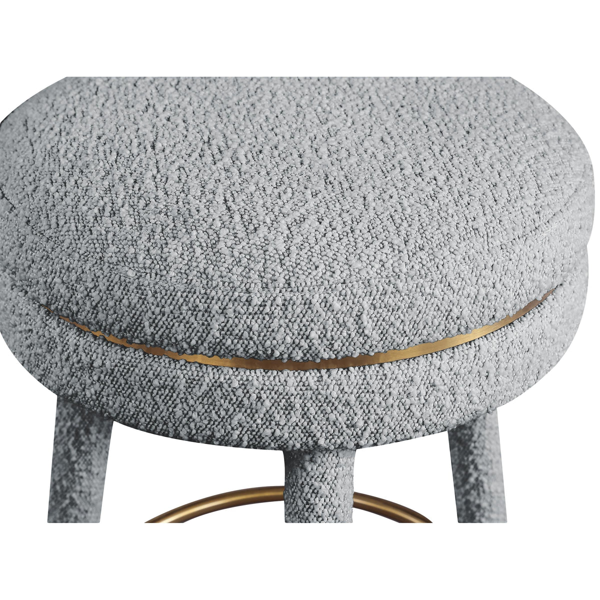 Meridian Coral Grey Boucle Fabric Bar Stool