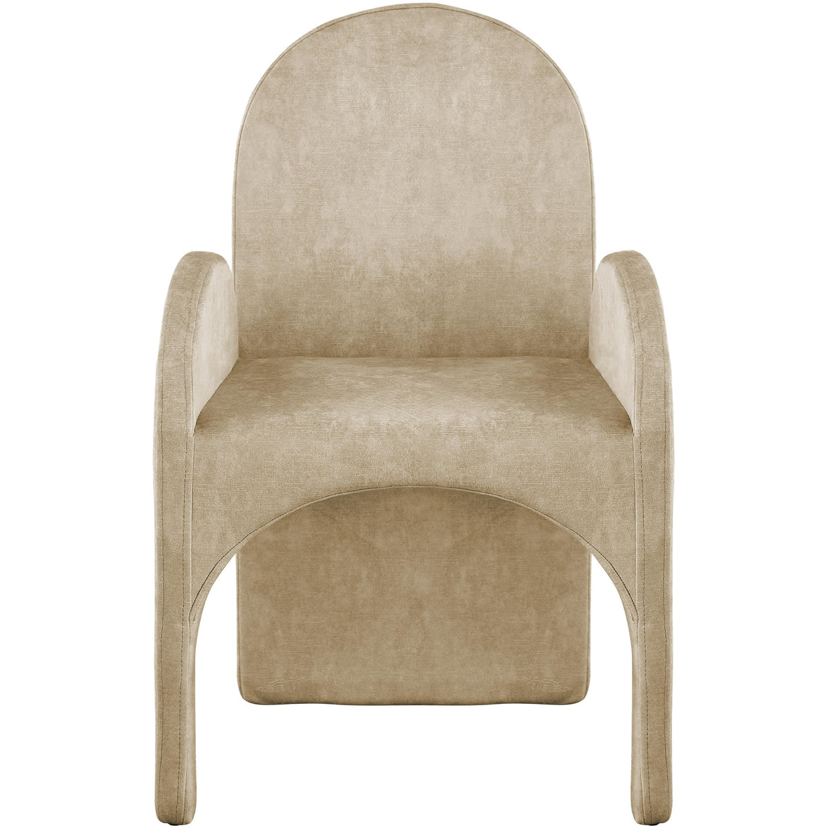 Meridian Summer Beige Velvet Dining Arm Chair